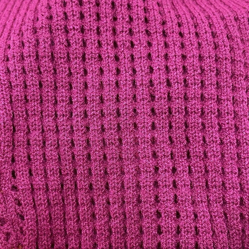 Apny Cardigan Sweater Women Size XS Pink Raspberry Waffle Mismatched Colorful - Picture 12 of 12